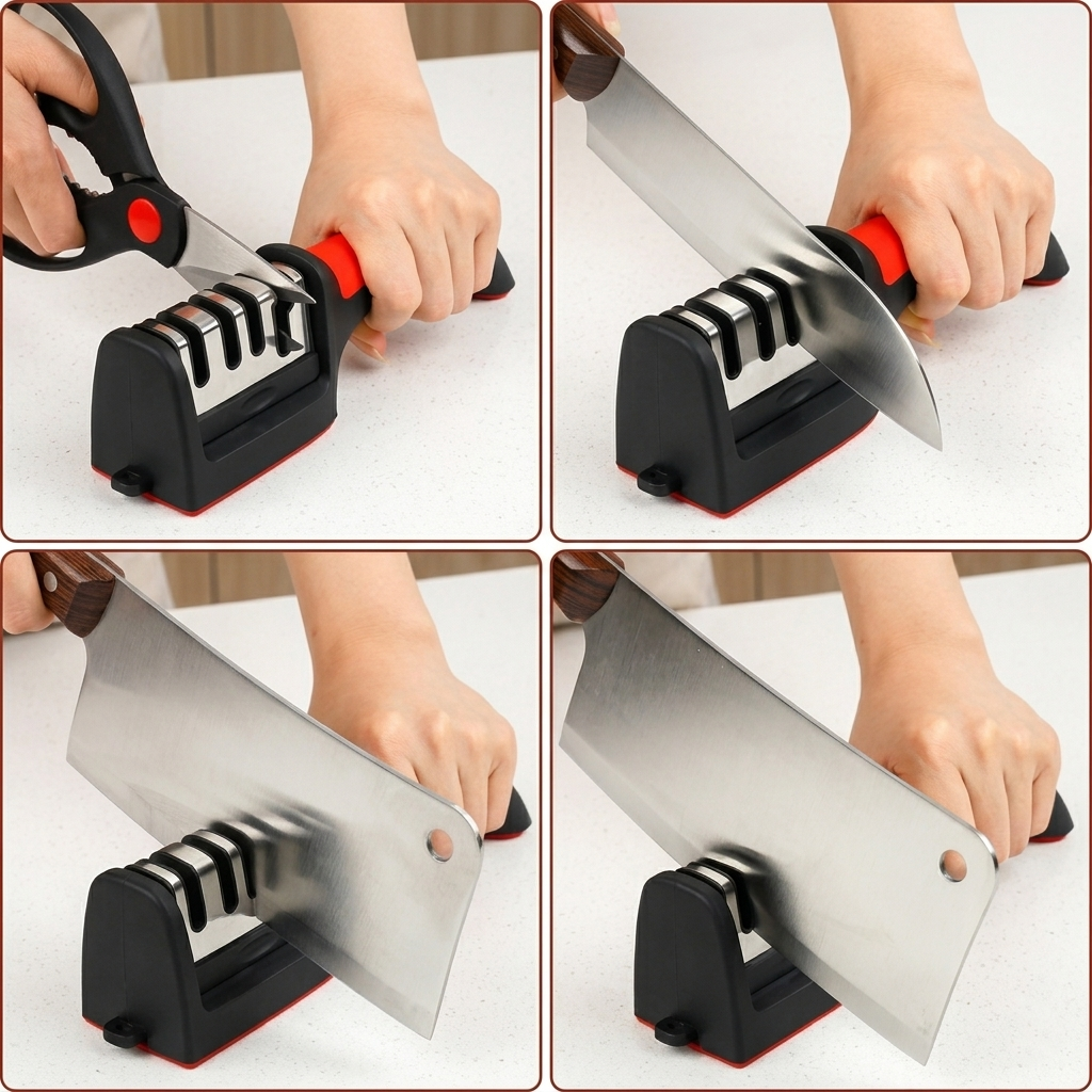 Aiguiseur de Couteaux 3 Étapes – Affûtage Rapide & Professionnel